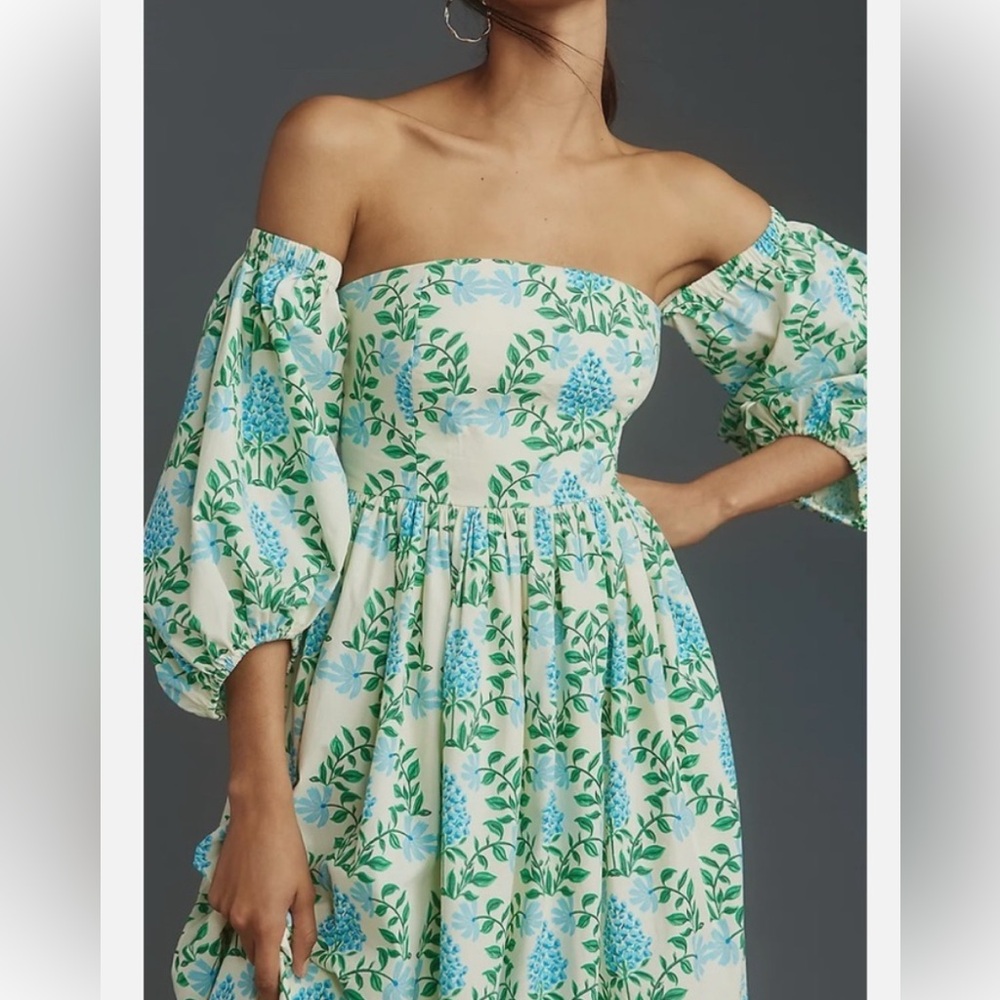 Anthropologie Let Me Be Long-Sleeve Printed Midi Dress